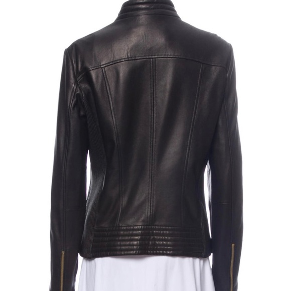 Michael Michael Kors black leather biker jacket large - Picture 3 of 3